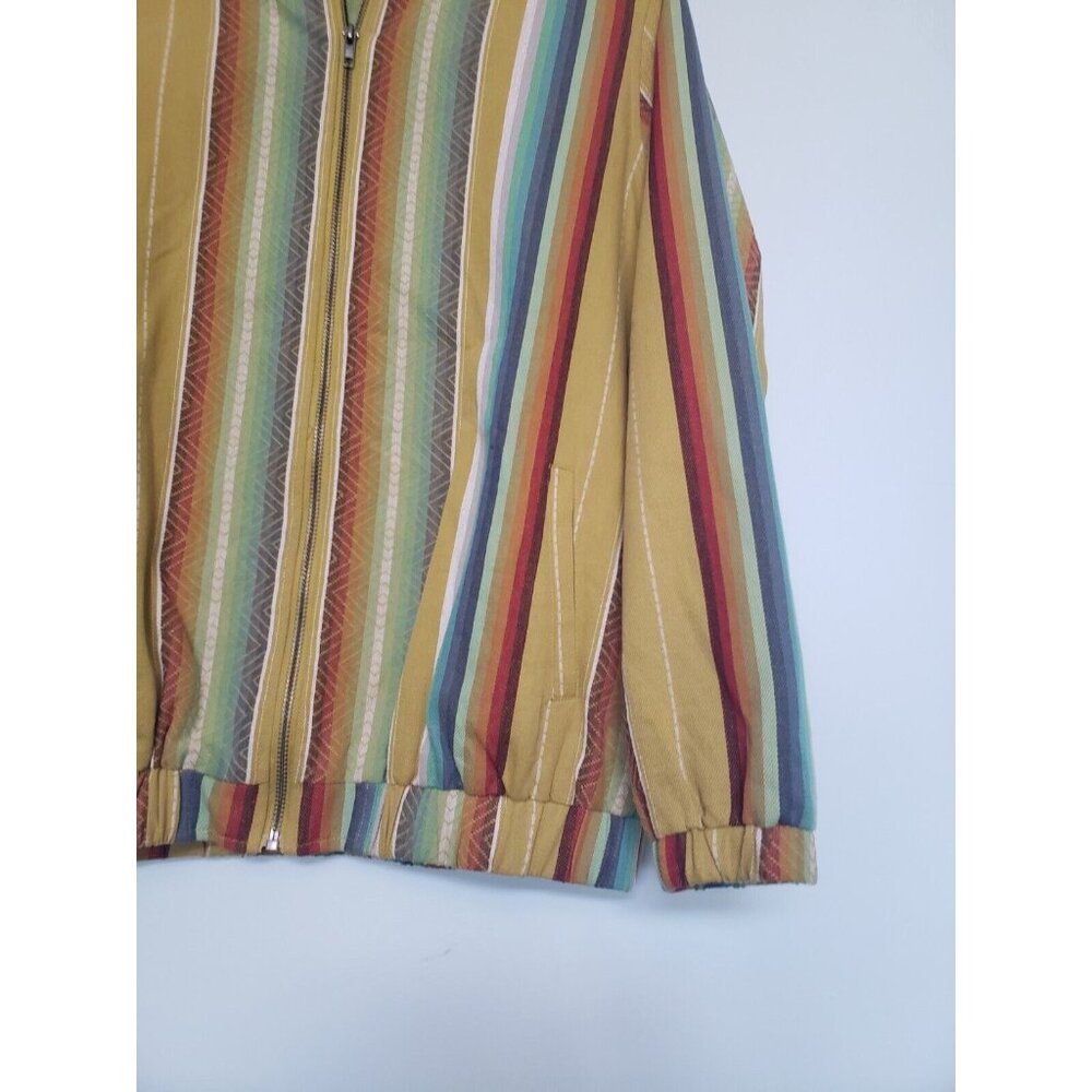 L & B Lucky Blessed Womens M Bomber Jacket Striped Retro Cotton Full Zip Lined - Picture 3 of 6